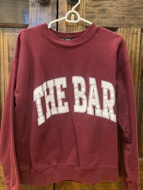 The Bar Maroon Crewneck Sweatshirt with White Lettering